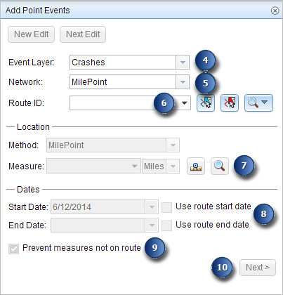 Add Point Events widget